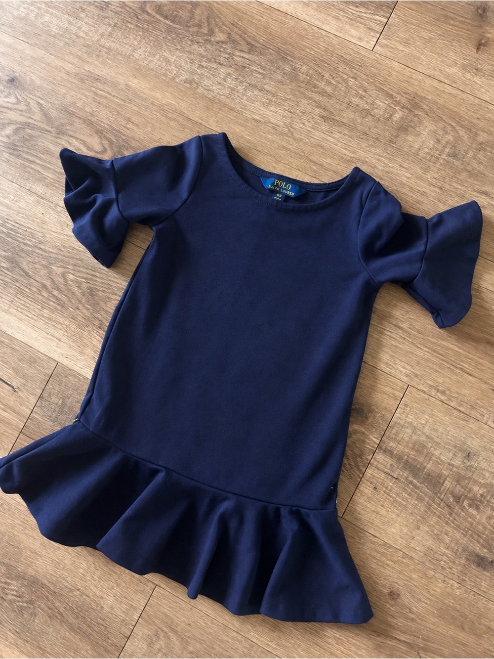 Polo by Ralph Lauren Navy Ruffle-Hem Casual Girls Dress size 4